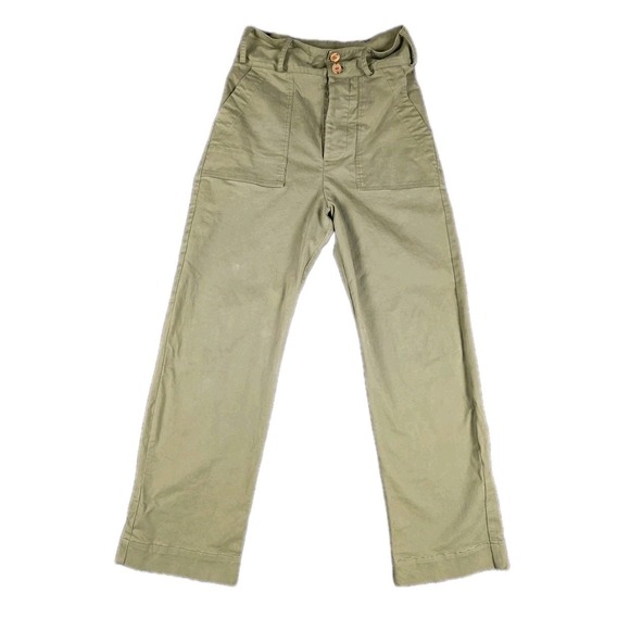 Pietsie Women's High-Waist Button FlyMilitary Cargo Pants Size Small Green